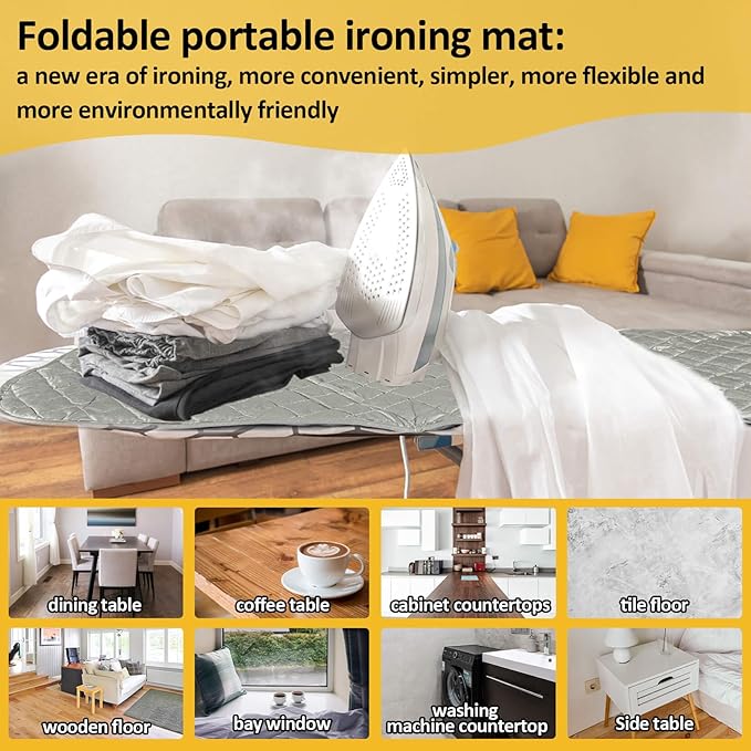 Sukh 1Pcs Magnetic Ironing Mat Blanket - Foldable Ironing Mat Portable Board for Clothes Heat Resistant Portable Double Sided Use Travel Office Student Dormitory