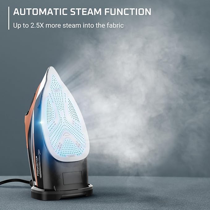 Rowenta Iron Steam Force Pro Steam Iron for Clothes, 1850 Watts, 5 Presets Smart Screen, Stainless Steel Soleplate, High-Efficiency Handheld Ironing, Black Copper, DW9580