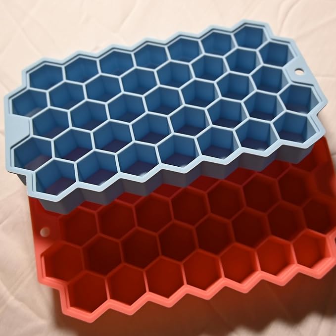 2 Pack Ice Cube Tray,Silicone Ice Trays for Whiskey,Cocktail,Coffee,Freezer,Chilled Drinks(Pink and Blue)