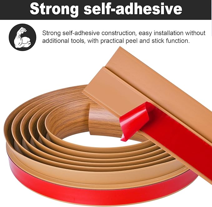 10Ft Carpet Floor Transition Strip, Self Adhesive Floor Edging Trim Strip, PVC Threshold Cover for Doorway, Floor Divider Strip Suitable for Threshold Height Less Than 5 mm - Light Brown Coffee