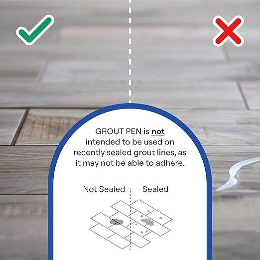 Grout Pen Tile Paint Marker: Waterproof Grout Paint, Tile Grout Colorant and Sealer Pen - Narrow 5mm, 2 Pack with Extra Tips (7mL) - Winter Grey