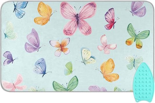 Ironing Mat Portable Ironing Pad Ironing Blanket for Table Top Heat Resistance Double-Side Using Travel Large 47.2 x 27.6 Inch Foldable Lightweight Colorful Butterfly