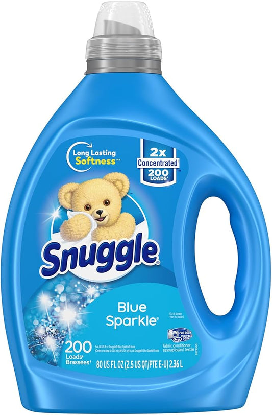 Snuggle Blue Sparkle Liquid Fabric Softener, 2X Concentrated, 200 Loads, 80 Fl Oz