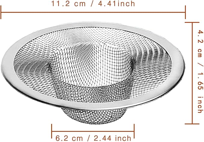 4pcs Heavy Duty Stainless Steel Slop Basket Filter Trap, 4.41" Top / 2.44" Mesh Metal Sink Strainer,Perfect for Kitchen Sink/Bathroom Bathtub Wash Basin Floor Drain Balcony Drain Hole,Utility…