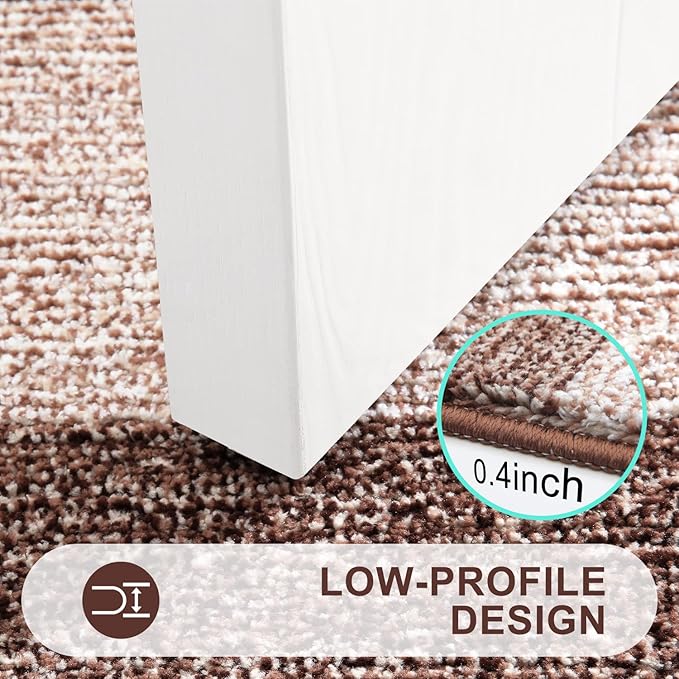 Kitinjoy Indoor Outdoor Door Mat, 48x30 Non-Slip Absorbent Dirt Trapper, Low-Profile Washable Inside Entrance Front Floor Mat, Sturdy Soft Entry Doormats for Entryway, Brown