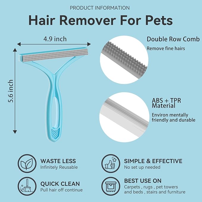 Pet Hair Remover, Dog and Cat Hair Remover, Wool Hair Remover, Carpet Rake for Pet Hair Removal, Carpet Rake, Pile Brush, Hand Shaver for Carpets, Car Cushions, Sofas, Pet Beds, Furniture & Rug