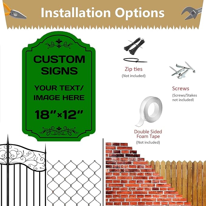 Personalized Aluminum Metal Signs - Weatherproof, Custom Text & Picture, Multiple Sizes - Hazard, Garden, Custom Door & Business Signs
