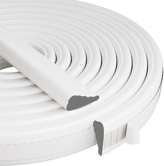 Wedge-Shape Window Weather Stripping Door Frame Seal Strip 196” White,Upgrade Black Foam,Soundproofing,Draft Stopper,Winter Insulation,Noise Blocker, Gap Filler for Exterior Front Door Side