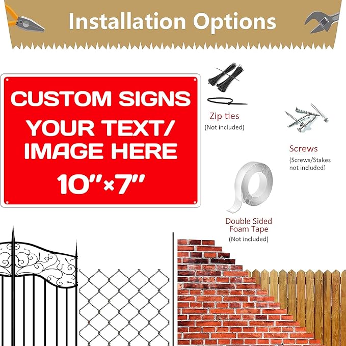 Personalized Aluminum Metal Signs - Weatherproof, Custom Text & Picture, Multiple Sizes, Hazard, Garden, Custom Door, Business Signs