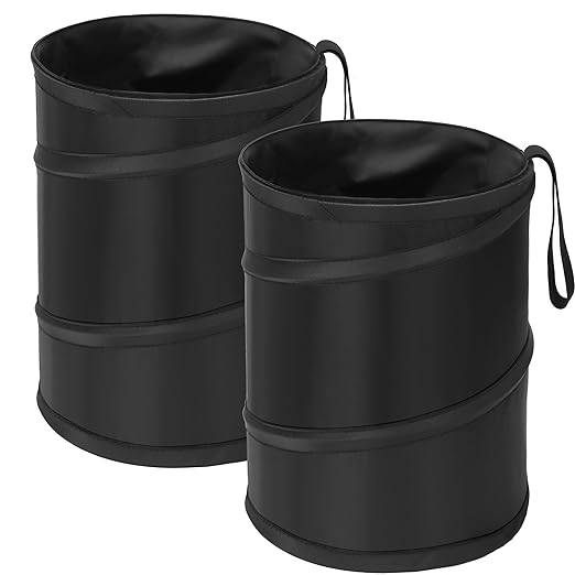 Ginsco 2Packs 4 Gallons New Leakproof Car Trash Can, Large Trash Can Pop-up Collapsible Hanging Car Trash Bin, Waterproof PEVA Liner Open-Top Garbage Can for Home Office Camping