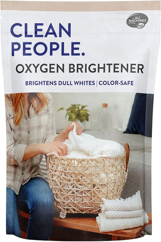 The Clean People Oxygen Brightener Stain Remover | Bleach Alternative, Simple Ingredients, Brightens Dull Whites AND Colors | 79 oz