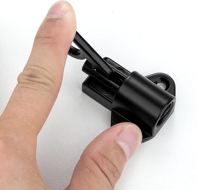 4 Packs Self-Closing Latches，Black Spring Door Lock，Resilient Bolt Latch Aluminum Alloy Safety Automatic Spring Barrel Slide Door Lock with Screws,Used for Gate,Window and Cabinet etc