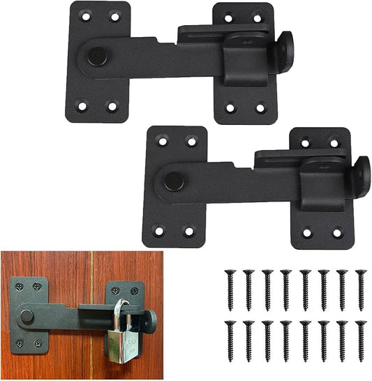 2PCS Flip Latch Lock,90 Degre Heavy Duty Gate Latch with Padlock Hole,Safety Door Bolt Latch Lock,Barn Door Lock Suitable for Wooden Fences,cabinets, bathrooms, Toilets, Windows, etc.