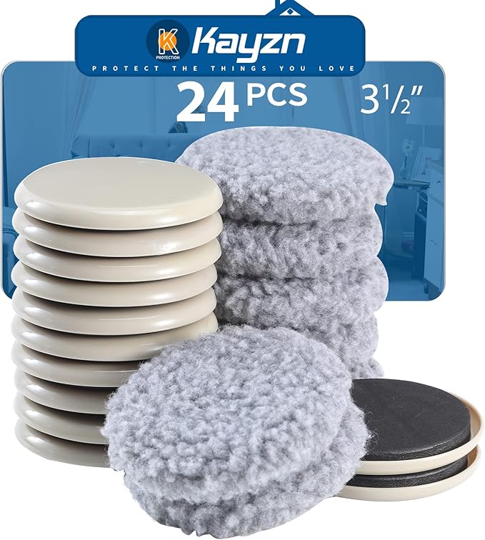 Furniture Sliders,Multi-Surface Furniture Movers Sliders for Carpet and Hardwood Floors,12 Pack 3 1/2" Moving Pads and 12 Hardwood Socks,Slide Furniture on Any Surface Easily!