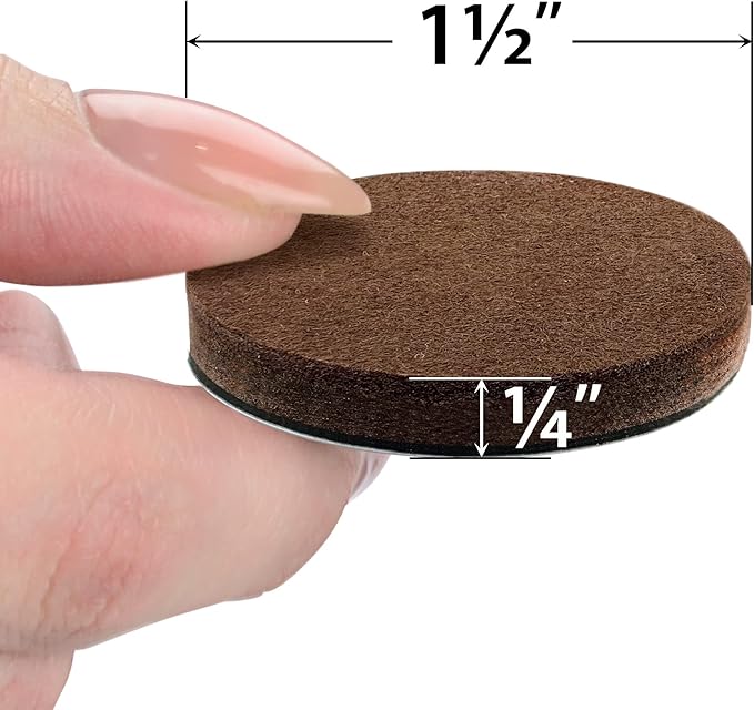 24 Heavy-Duty Felt Furniture Pads 1.5” 1/4” Thick X-Protector! Round Felt Pads for Furniture Feet - The Best Felt Floor Protectors for Furniture to Prevent Scratches. Protect Your Hard Floor! (Brown)
