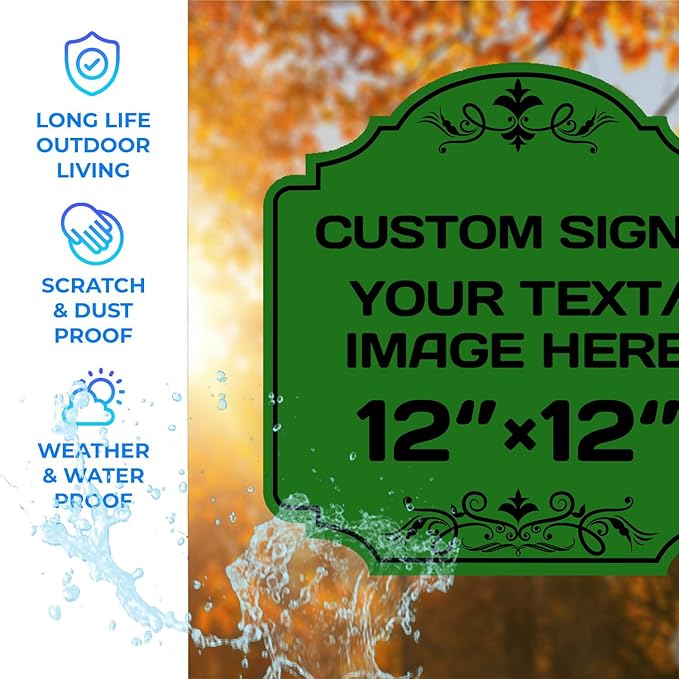 Personalized Aluminum Metal Signs - Weatherproof, Custom Text & Picture, Multiple Sizes, Hazard, Garden, Custom Door & Business Signs