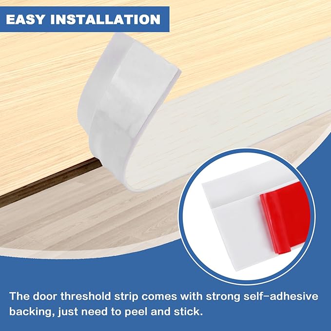 Vinyl Door Threshold Flooring Transition Strip Self Adhesive Carpet Edging Strip for Laminate Doorway Edge Threshold from 3/5" to 4/5" (Beige Wood Grain, 6.6 Ft)