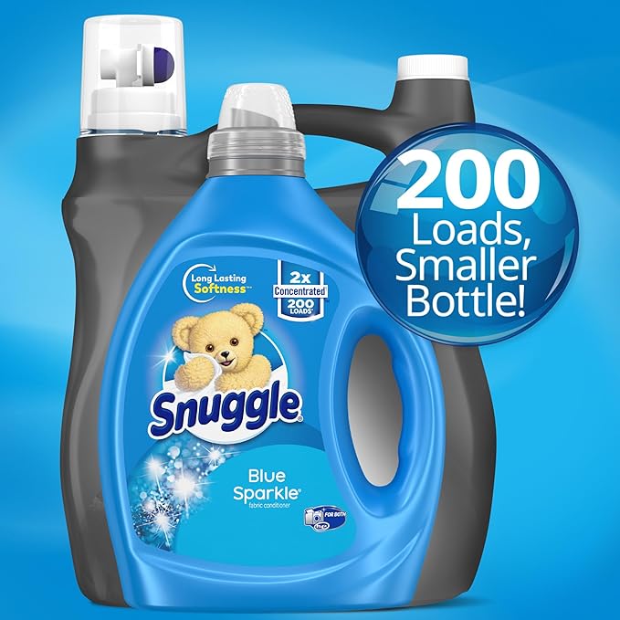 Snuggle Blue Sparkle Liquid Fabric Softener, 2X Concentrated, 200 Loads, 80 Fl Oz