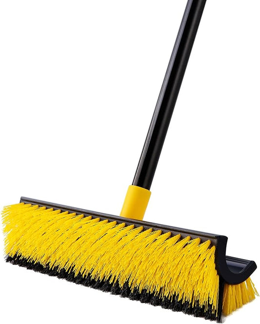 Yocada Double-Sided Floor Scrub Brush Triangle Brush Corner Crevice Cleaning Heavy Duty Stiff Bristle 65.5" for Cleaning Patio Bathroom Garage Kitchen Wall Deck Tub Tile