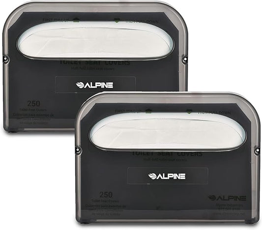 Alpine Toilet Seat Cover Dispenser - 2 Pack Wall Mount Disposable Toilet Seat Cover Holder for Commercial and Residential Use, Half Fold.