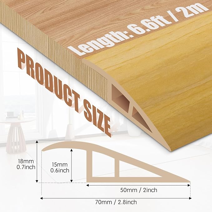Floor Transition Strip Door Threshold 79" Floor Transition Reducer Trim on The Edges Threshold Strip Self Adhesive Suitable for Doorways, Tiles, Carpet