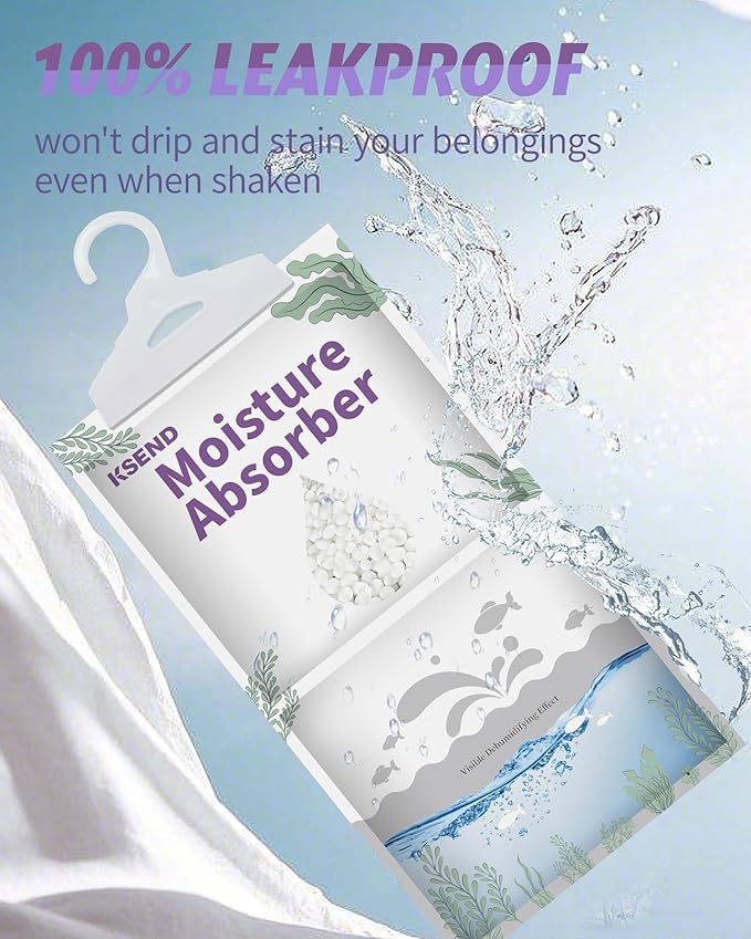 Moisture Absorbers 8 Packs - 9.8 oz Dehumidifier Bags, Portable Moisture Hanging Bags for Closet, Bathroom and Kitchen, 11.8'' x 6.3''