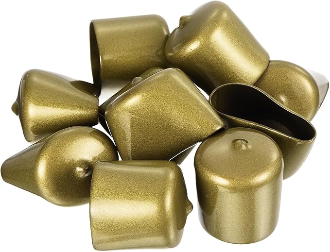 uxcell 20pcs Rubber End Caps 33mm ID Vinyl Round Tube Bolt Cap Cover Thread Protectors Gold
