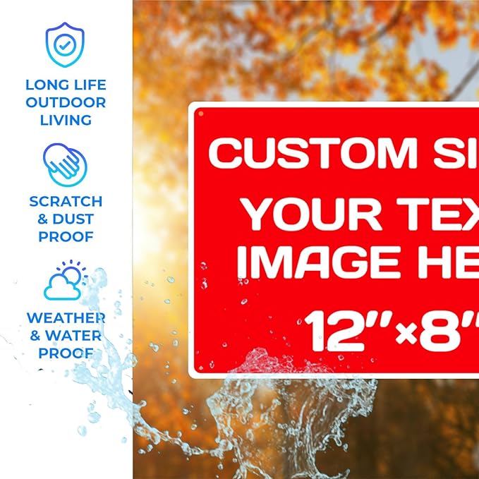 Personalized Aluminum Weatherproof Metal Sign - Multiple Sizes, Custom Text & Picture, Hazard, Garden, Custom Door Sign