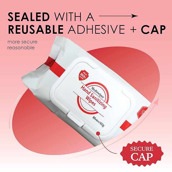 Mediwiper - 160 Wipes (80 * 2PK) Alcohol-Free Sanitizing Wipes Disinfecting Large Unscented Wet Wipes Bulk, Hand Sanitizer