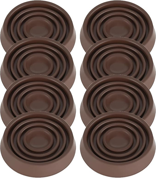 Furniture Coasters, 1.5X1.5 Rubber Caster Cups Non Slip Furniture Pads Non Skid Furnitures Grippers Anti Slide Floor Protector for Bed Couch Table Chair Stoppers (Brown, 8 Pack)