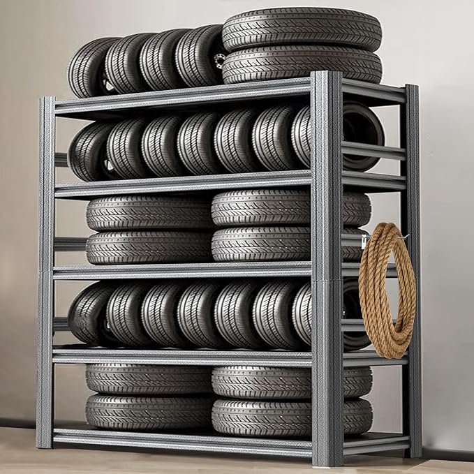 Storage Shelf 5-Tier Garage Shelving, Industrial Shelving with Guardrails, 2500LB Boltless Metal Shelves Heavy Duty for Storage Room, 18" D x 47.2" W x 72" H, Iron Black 2 Pack