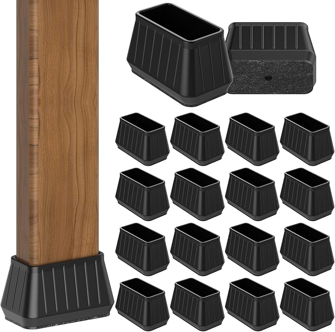 24PCS Rectangular Chair Leg Floor Protectors for Hardwood Floors, Thicken Rubber Chair Leg Cap Covers, Non Slip Furniture Leg Pads to Protect Wood Tile Floors from Scratches and Reduce Noise