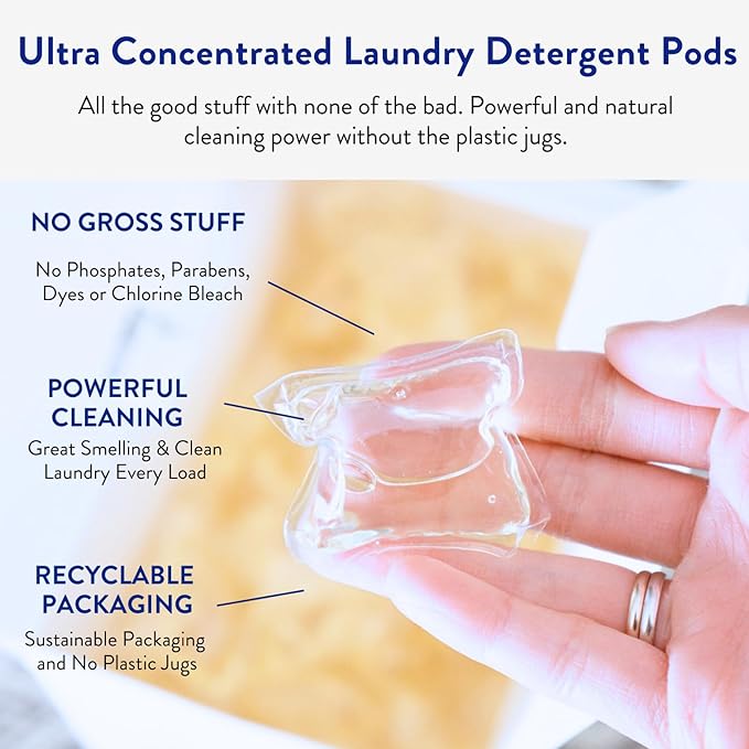 The Clean People Laundry Detergent Pods - Hypoallergenic Laundry Pods - Ultra Concentrated, Recyclable Packaging, Stain Fighting - Fresh Scent, 32 Pack