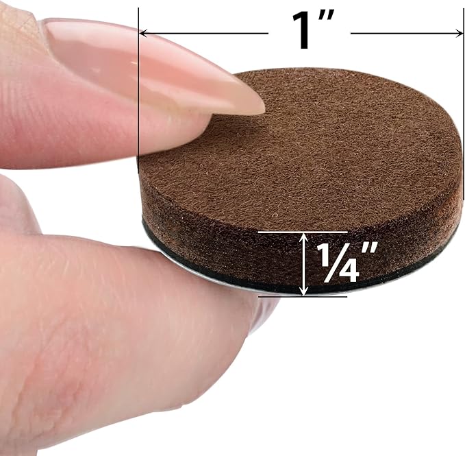 24 Heavy-Duty Felt Furniture Pads 1” 1/4” Thick X-Protector! Round Felt Pads for Furniture Feet - The Best Felt Floor Protectors for Furniture to Prevent Scratches. Protect Your Hard Floor! (Brown)