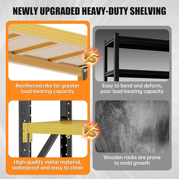 60" W Storage Shelves Heavy Duty, 4 Tier Metal Garage Shelving Units, 5000LBS Heavy Duty Adjustable Shelf, Garage Storage Rack, Industrial Shelving for Shop, Warehouse,60" W x 20" D x 79" H