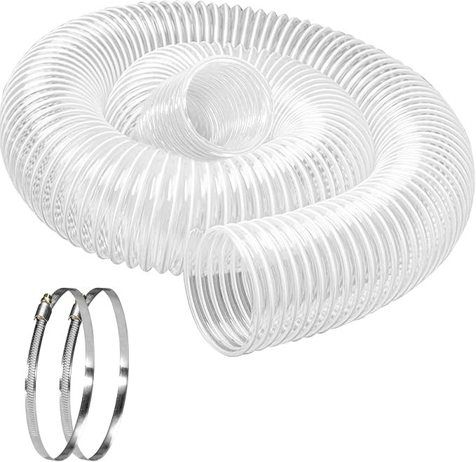 Heavy PVC Dust Collection Hose 6" x 10', Puncture Resistant PVC Dust Collection Hose with Carbon Steel Wire Coil for Woodworking, Workshops, Dust Collectors