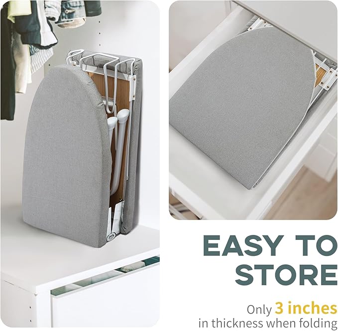 Small Ironing Board Tabletop with Iron Rest, Foldable Mini Iron Board with Cotton Cover, RAINHOL Folding Portable Travel Ironing Table for Spacing Saving 32"x12"