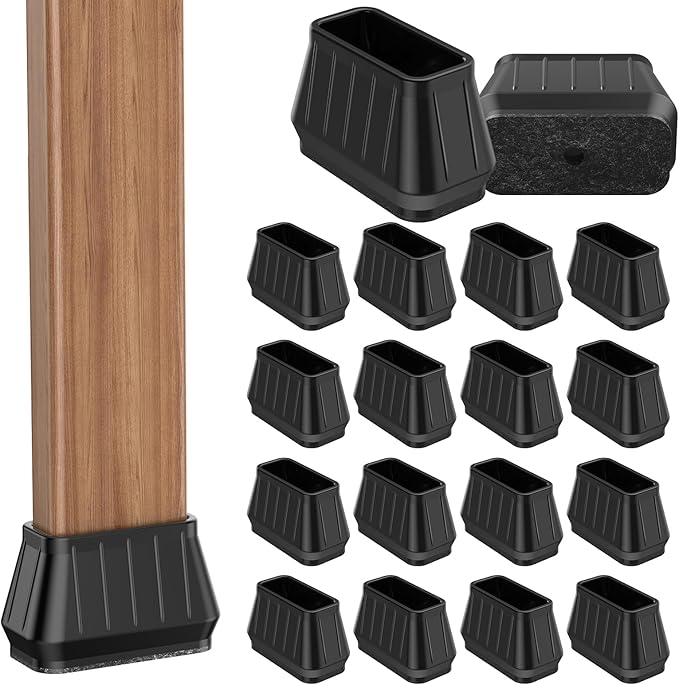 24PCS Rectangular Chair Leg Floor Protectors for Hardwood Floors, Thicken Rubber Chair Leg Cap Covers, Non Slip Furniture Leg Pads to Protect Wood Tile Floors from Scratches and Reduce Noise