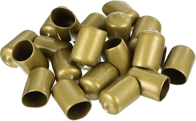 uxcell 20pcs Rubber End Caps 14.5mm ID Vinyl Round Tube Bolt Cap Cover Thread Protectors Gold