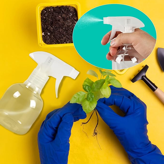 25 Pcs Plastic Spray Bottles 8 oz Empty Clear Refillable Spray Bottles with Adjustable Trigger Sprayers from Fine to Stream for Cleaning Solutions Reusable for Plants Oils Hair