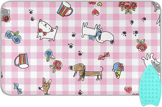 Ironing Mat Portable Ironing Pad Ironing Blanket for Table Top Heat Resistance Double-Side Using Travel Large 47.2 x 27.6 Inch Foldable Lightweight Cute Dog