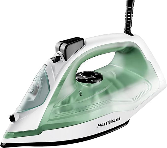 Martisan 2000W Powerful Steamer, Steam Iron for Clothes, Non-stick Soleplate, 4-in-1 Iron, Anti Drip, Fast Heating, Adjustable Temperature, Spray & Burst Steam, Green