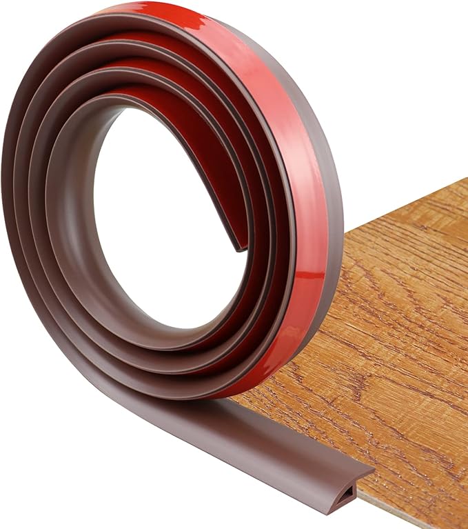 Floor Transition Strip Self Adhesive Carpet & Flooring Transitions Edging Trim Strip PVC Threshold Transitions Suitable for Threshold Height Less Than 10mm (6.56Ft, Brown)