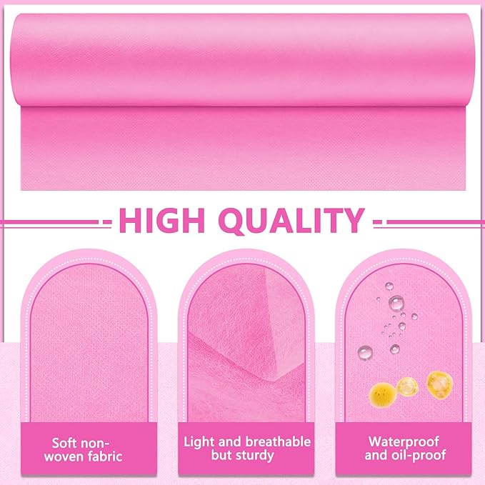 Tudomro 2 Roll Disposable Non Woven Bed Sheets 24 x 71 Inch Massage Table Paper Covers Non Woven Fabric Massage Sheets Waterproof Spa Breathable Bed Cover for Beauty Salon, Hotels(Pink)
