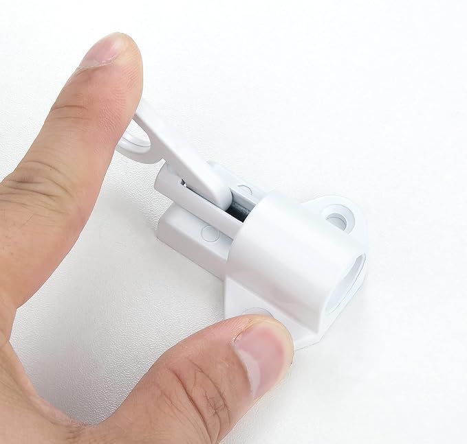 6 Packs Self-Closing Latches，White Spring Door Lock，Resilient Bolt Latch Aluminum Alloy Safety Automatic Spring Barrel Slide Door Lock with Screws,Used for Gate,Window and Cabinet etc