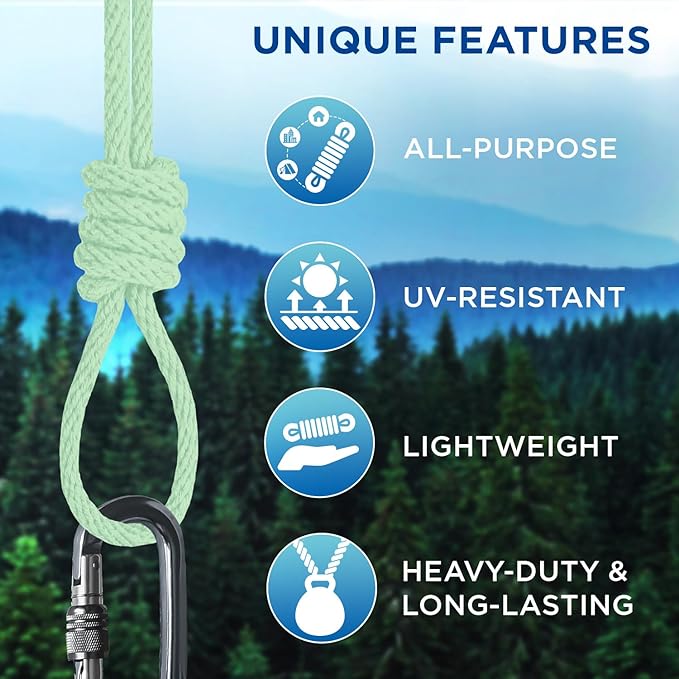 TECEUM Cotton Rope 3/16” (5 mm) – 50 FT – Strong All-Purpose Braided Rope – Natural Cotton – for Crafting, Сamping, Clothes Line, DIY, Indoor & Outdoor Use – Mint