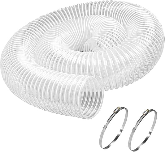 PVC Dust Collection Hose 6" x 5', Flexible Heavy PVC Fume Collection Hose with Carbon Steel Wire Coil for Dust Collection Systems, Woodworking, Workshops