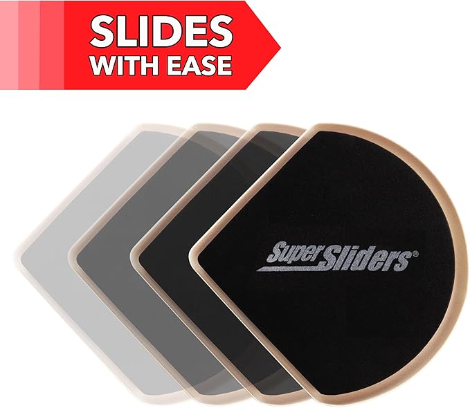 Super Sliders 7" Slide & Hide Reusable Furniture Sliders for Carpet - Effortless Moving and Surface Protection, Beige (4 Pack)