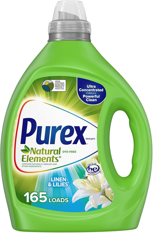 Purex Liquid Laundry Detergent, Ultra Concentrated, Natural Elements Linen & Lilies, 82.5 Ounce, 165 Loads