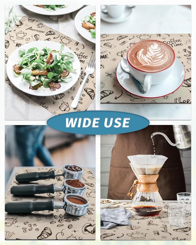 AMOAMI Coffee Mat Hide Stain Rubber Backed Absorbent Dish Drying Mat for Kitchen Counter - Fits Under Coffee Maker & Espresso Machine (12x19, Milk Tea)